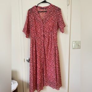 Pink Floral Midi Dress - Studio Sanderson for Uniqlo - Size M